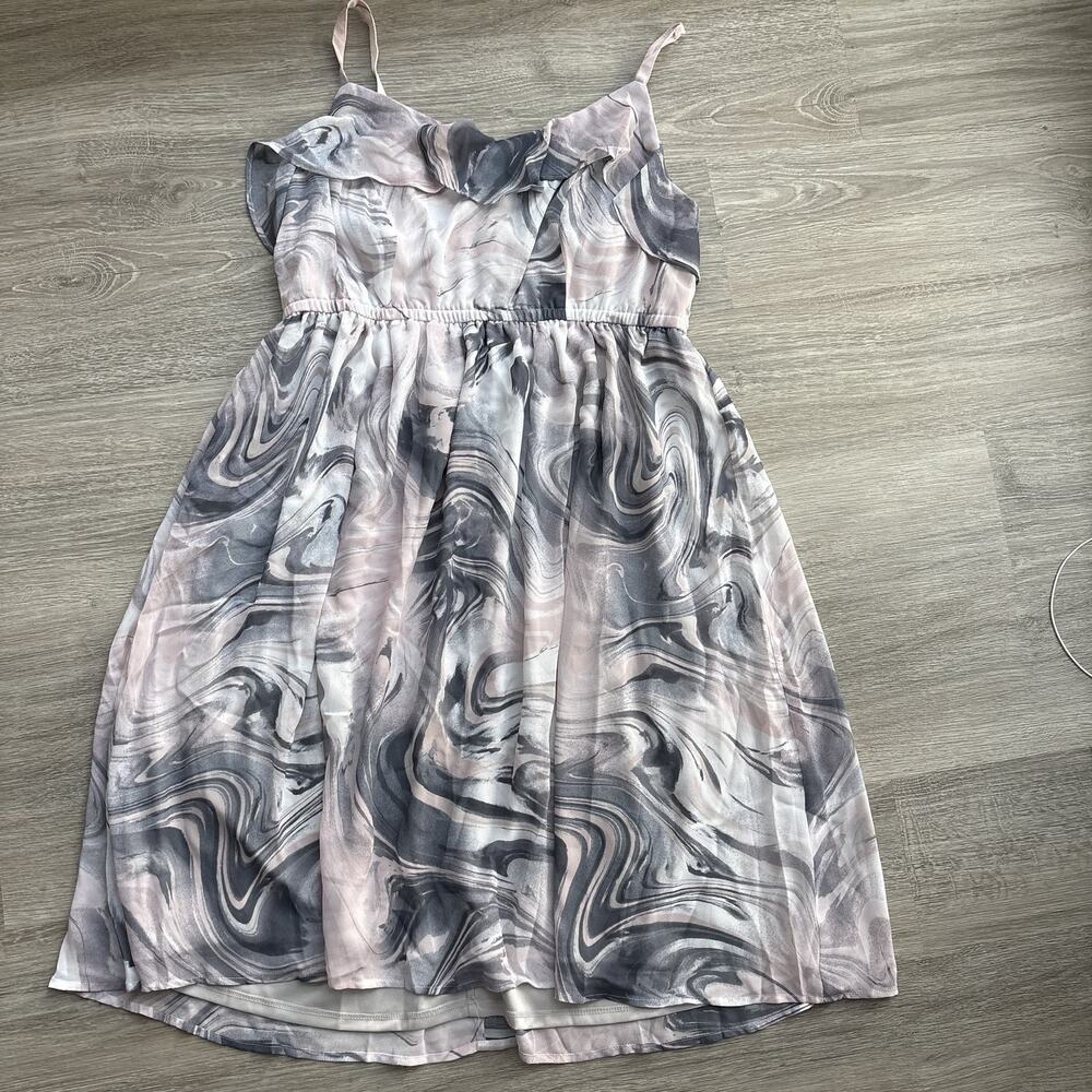Torrid Womens Dress 00 Marble Print Ruffle Neck Spaghetti Strap